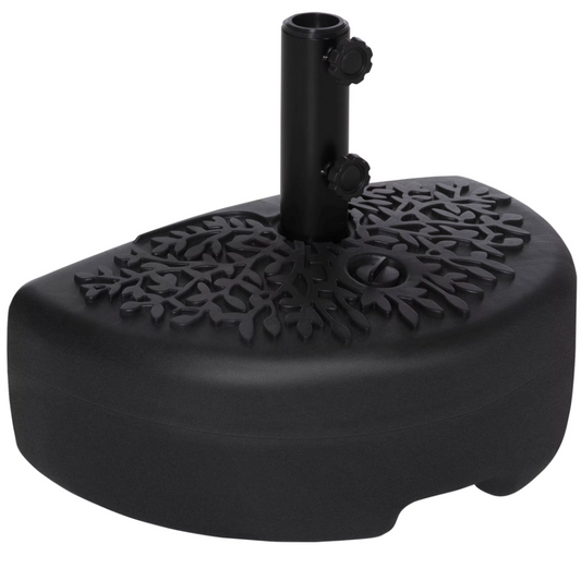 Halfronde Parasolvoet – Navulbaar met Zand (21 kg) of Water (18 kg) – Voor Ø 38/48 mm Parasolpalen – Zwart