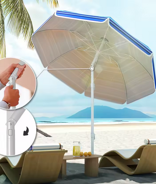 Sedia Grote Strandparasol Ø 180 cm – UV50+ Bescherming – Verstelbare Kantelhoek – Inclusief Draagtas