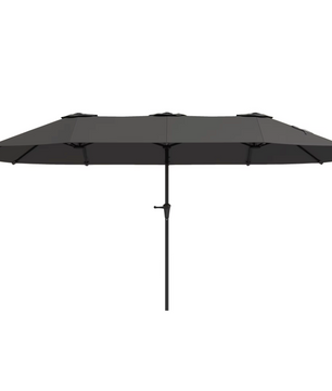Dubbele Parasol 4x2,2 m – Handmatig Cranksysteem – Waterdicht en UV-bescherming – Donkergrijs