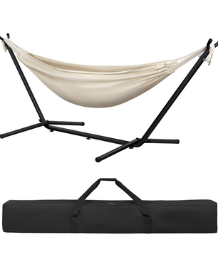 Dubbele Hangmat met Standaard – 250 kg Capaciteit – Voor 2 Personen – 280x105x100 cm – Inclusief Draagtas