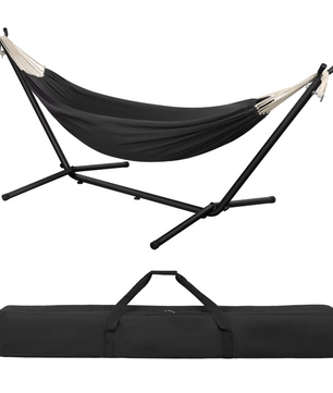 Dubbele Hangmat met Standaard – 250 kg Capaciteit – Voor 2 Personen – 280x105x100 cm – Inclusief Draagtas