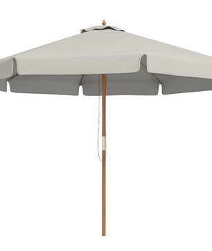 Sedia Tuin Parasol Ø 325 cm – Katrolsysteem – Geventileerd Dubbel Dak – Houten Paal – Lichtgrijs