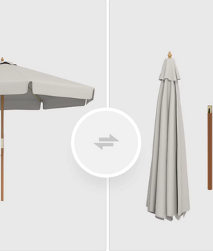 Sedia Tuin Parasol Ø 325 cm – Katrolsysteem – Geventileerd Dubbel Dak – Houten Paal – Lichtgrijs