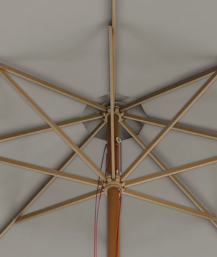 Sedia Tuin Parasol Ø 325 cm – Katrolsysteem – Geventileerd Dubbel Dak – Houten Paal – Lichtgrijs