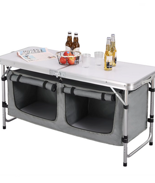 Opvouwbare Picknicktafel – Aluminium Campingtafel met Opbergtas en Kasten
