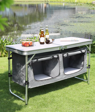 Opvouwbare Picknicktafel – Aluminium Campingtafel met Opbergtas en Kasten