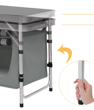 Opvouwbare Picknicktafel – Aluminium Campingtafel met Opbergtas en Kasten