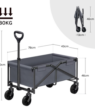 Opvouwbare Bolderkar met Remmen – 80 kg Draagvermogen