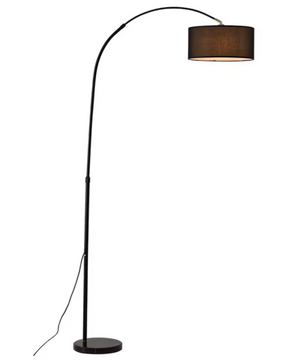 Verstelbare Booglamp met LED Zwart – Staande Vloerlamp met Driekleurenlicht