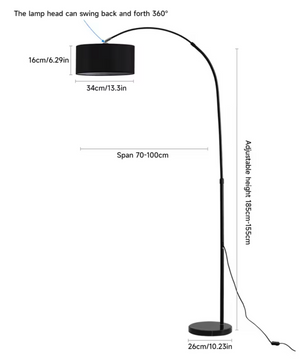 Verstelbare Booglamp met LED Zwart – Staande Vloerlamp met Driekleurenlicht