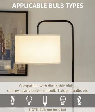 Moderne Staande Lamp met Linnen Lampenkap – E27 Fitting – Booglamp – 64x38x163,5 cm