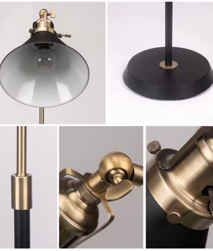 Vintage / Industriële Vloerlamp – Brons Goud – 360° Draaibare Kap – E27 Fitting
