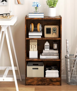 Boekenkast in Vintage Bruin – 3-Laags – Verstelbare Planken