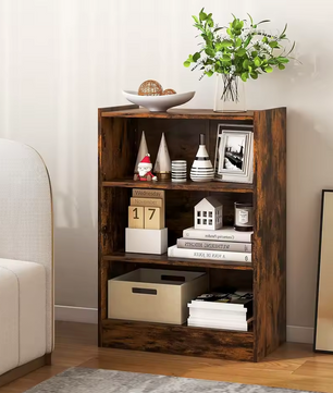 Boekenkast in Vintage Bruin – 3-Laags – Verstelbare Planken