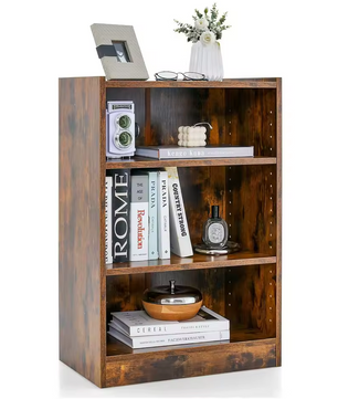 Boekenkast in Vintage Bruin – 3-Laags – Verstelbare Planken