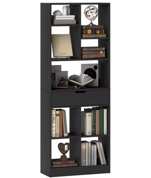Moderne Boekenkast met 9 Open Vakken en 1 Lade – Wit of Zwart
