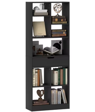 Moderne Boekenkast met 9 Open Vakken en 1 Lade – Wit of Zwart