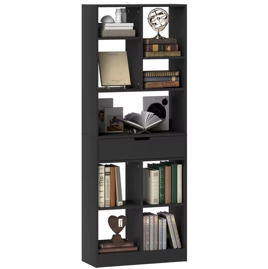 Moderne Boekenkast met 9 Open Vakken en 1 Lade – Wit of Zwart