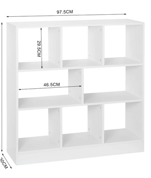 Staande Opbergkast / Boekenkast – 8 Vakken – Roomdivider – Wit