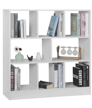 Staande Opbergkast / Boekenkast – 8 Vakken – Roomdivider – Wit