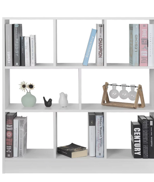 Staande Opbergkast / Boekenkast – 8 Vakken – Roomdivider – Wit