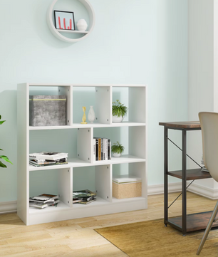 Staande Opbergkast / Boekenkast – 8 Vakken – Roomdivider – Wit