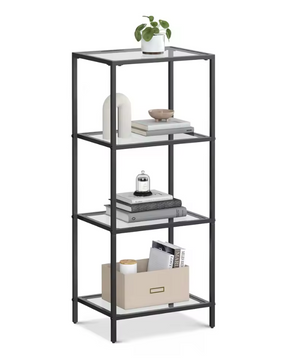 Boekenkast / Vitrinekast met Glazen Planken – 4-Lagen – 40x30x95 cm – Zwart