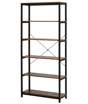 Open Vakkenkast – 6-Laags Boekenkast Industrieel – 80x30x180 cm – Rustiek Bruin en Zwart