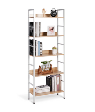 Stellingkast 5-Laags – Houten Boekenkast met Metaal – 60x27,5x160 cm