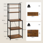 Stellingkast met 6 Planken – Zwart + Rustiek Bruin / Zwart + Licht Eiken