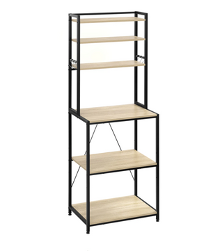 Stellingkast met 6 Planken – Zwart + Rustiek Bruin / Zwart + Licht Eiken