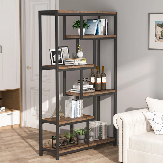Industriële Stellingkast – 5-Laags Boekenkast – Metaal en Houtlook