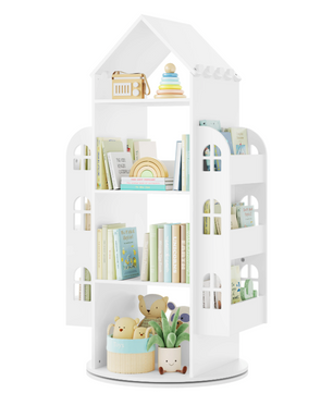 Kinderkast – Roterende Boekenkast – Massief Hout – Wit