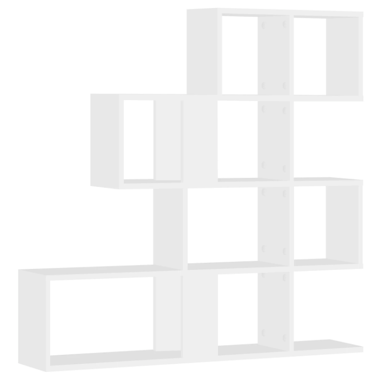 Stellingkast met 4 Niveaus – Traptrede Boekenkast Wit/Licht Eiken – Vrijstaand