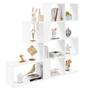 Stellingkast met 4 Niveaus – Traptrede Boekenkast Wit/Licht Eiken – Vrijstaand