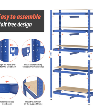 Stellingkast Werkplaats – Zwaar Uitgevoerd Rek – Blauw Metalen Frame – Tot 875 kg Draagkracht