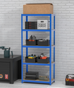 Stellingkast Werkplaats – Zwaar Uitgevoerd Rek – Blauw Metalen Frame – Tot 875 kg Draagkracht