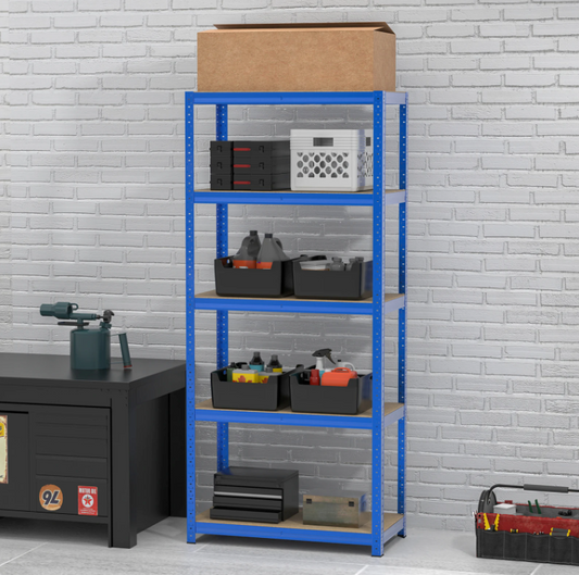 Stellingkast Werkplaats – Zwaar Uitgevoerd Rek – Blauw Metalen Frame – Tot 875 kg Draagkracht