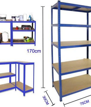 Stellingkast Werkplaats – Zwaar Uitgevoerd Rek – Blauw Metalen Frame – Tot 875 kg Draagkracht