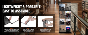 Tijdschriftenrek – 4-Laags Brochure Display Standaard – Zwart