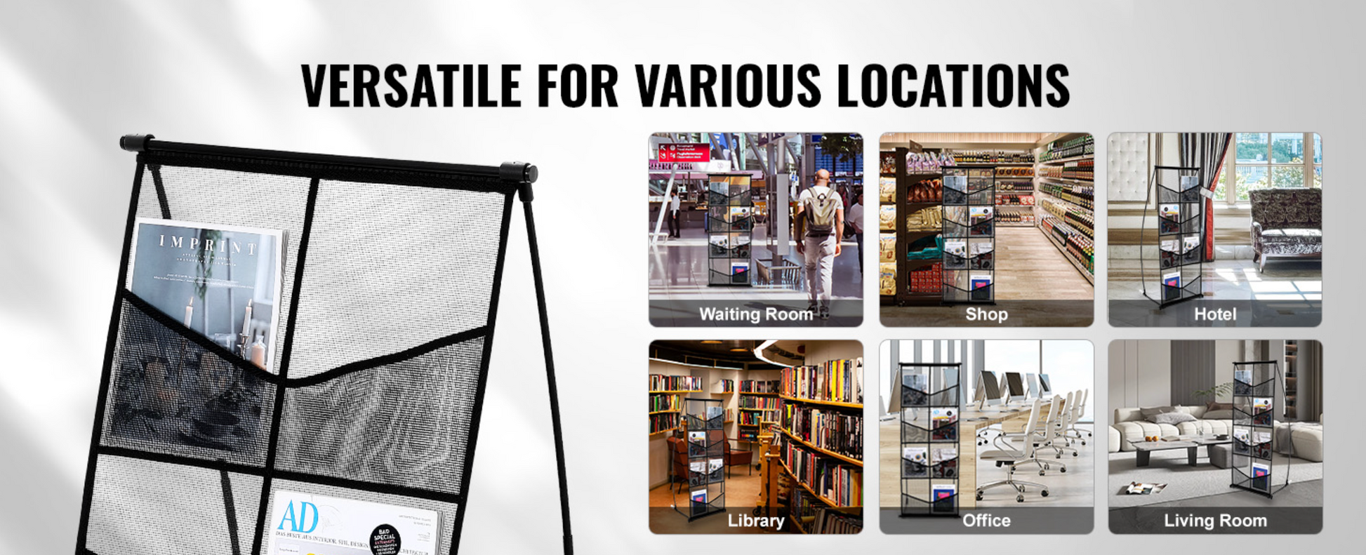 Tijdschriftenrek – 4-Laags Brochure Display Standaard – Zwart