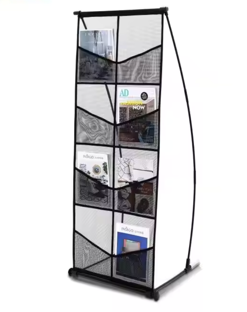 Tijdschriftenrek – 4-Laags Brochure Display Standaard – Zwart