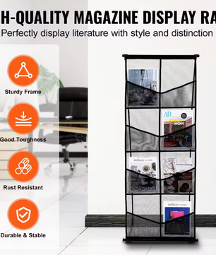 Tijdschriftenrek – 4-Laags Brochure Display Standaard – Zwart