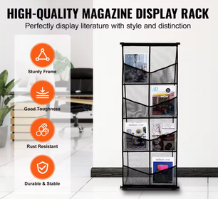 Tijdschriftenrek – 4-Laags Brochure Display Standaard – Zwart