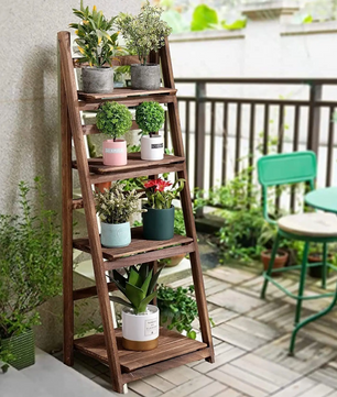 Opvouwbare 4-laags Ladderplank – Houten Boekenkast – Plantenrek