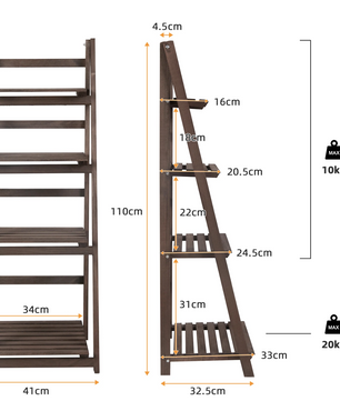 Opvouwbare 4-laags Ladderplank – Houten Boekenkast – Plantenrek