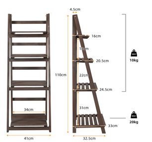Opvouwbare 4-laags Ladderplank – Houten Boekenkast – Plantenrek