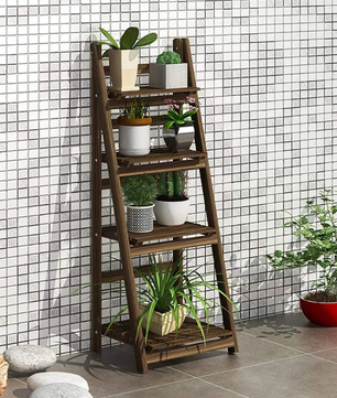 Opvouwbare 4-laags Ladderplank – Houten Boekenkast – Plantenrek
