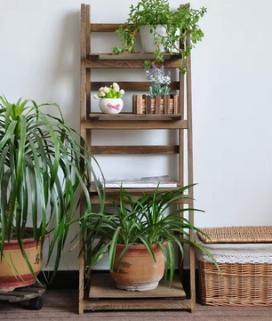 Opvouwbare 4-laags Ladderplank – Houten Boekenkast – Plantenrek