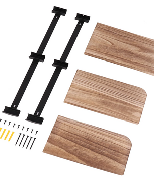 3-Lagen Wandgemonteerde Stellingkast – Rustieke Houten Wandrekken – Zwart IJzeren Frame